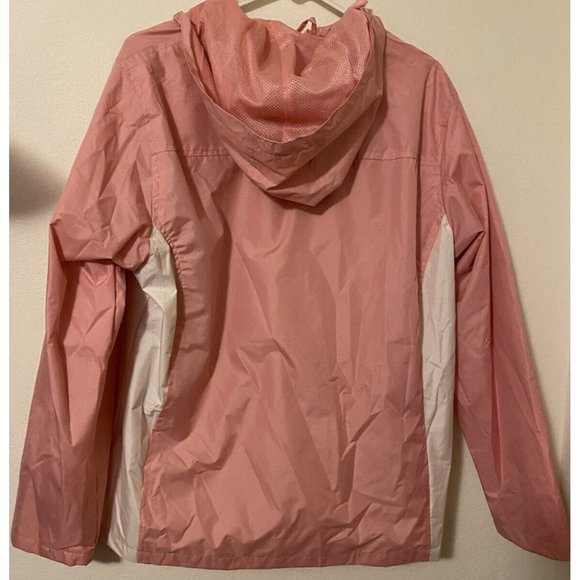 I5 Apparel Rain Jacket Coat Women Large  Hooded Light Pink And White L New - Picture 5 of 5